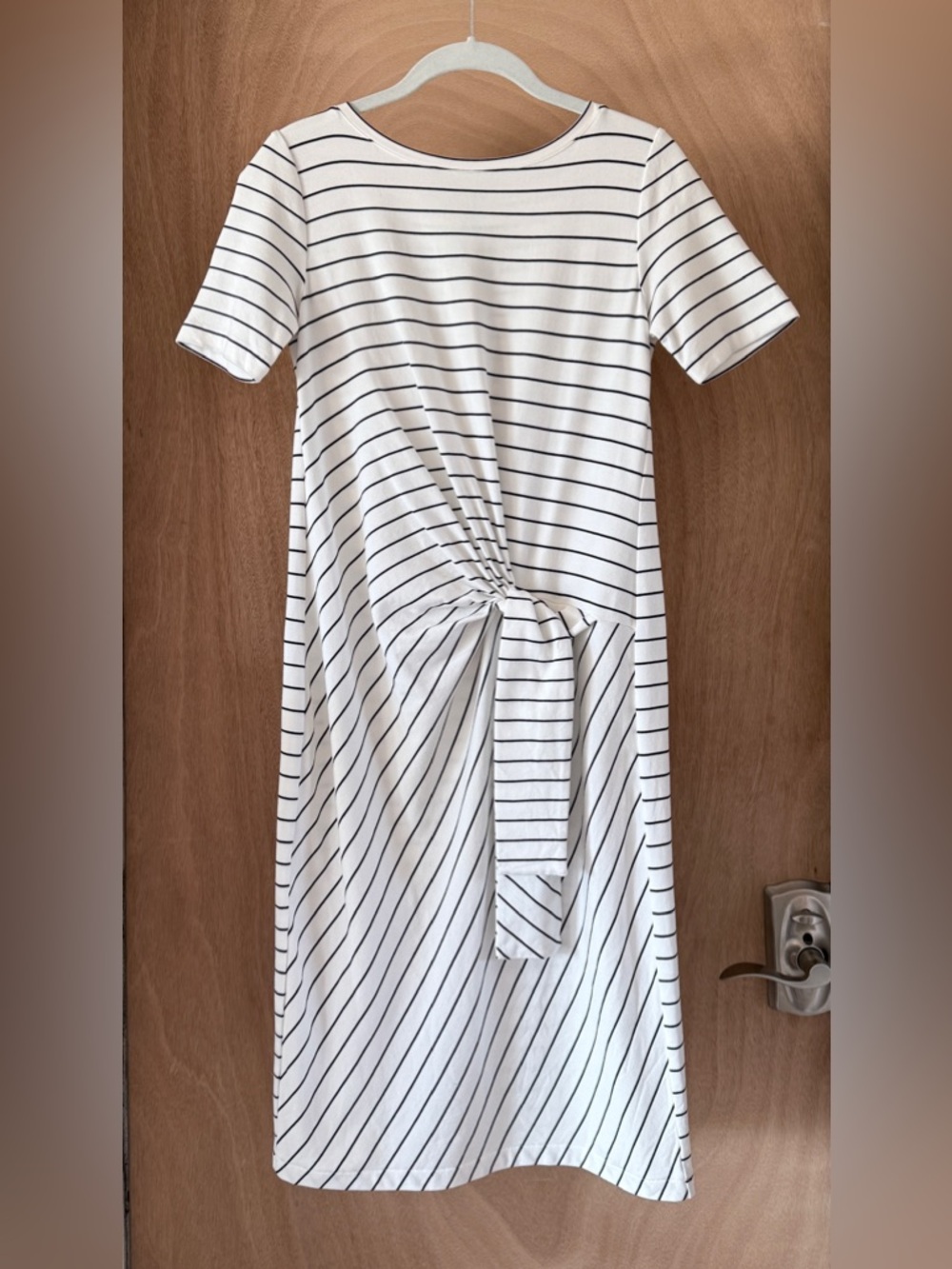 Lafayette 148 NY Striped T Shirt Dress Women’s XS Off White Black Casual Chic